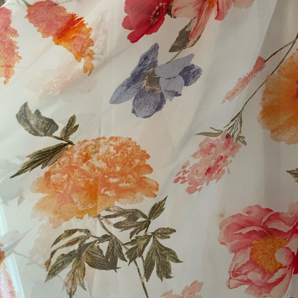 Papaya White, Red, Pink floral Sleeveless Maxi Sundress | Size Large - Picture 6 of 8